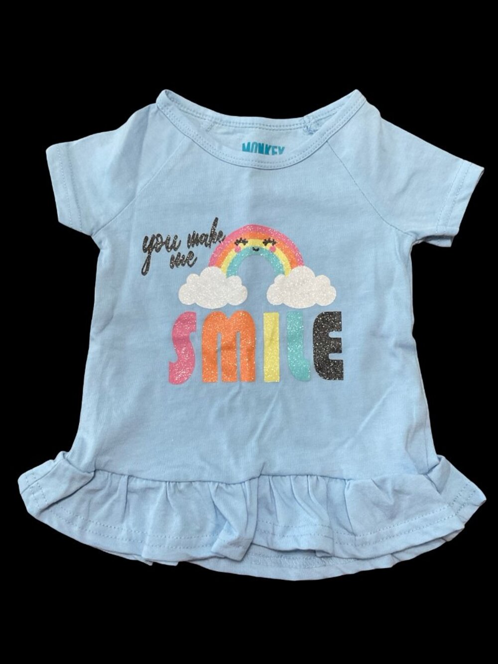 🌻10/$25 - Blue "You Make Me Smile" Sparkle Graphic Tee